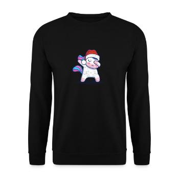 Dabbing Unicorn Santa Claus Hat Christmas - Unisex Sweatshirt - black - Front - Alina (178cm) & Michal (187cm)