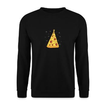 Pizza Weihnachtsbaum Lichter Xmas Frohes Kruste - Unisex Pullover - Schwarz - Vorne - Alina (178cm) & Michal (187cm)