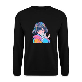 Anime et chats Kawaii Girl Anime - Sweat-shirt Unisexe - noir - Devant - Alina (178cm) & Michal (187cm)