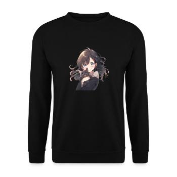 Anime and Cats Kawaii Girl Anime - Unisex Sweatshirt - black - Front - Alina (178cm) & Michal (187cm)