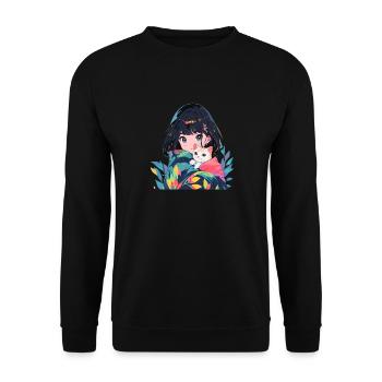 Anime and Cats Kawaii Girl Anime - Unisex Sweatshirt - black - Front - Alina (178cm) & Michal (187cm)