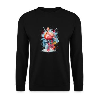 Tropical Colorful Flamingo Water Colour Splash - Unisex Sweatshirt - black - Front - Alina (178cm) & Michal (187cm)