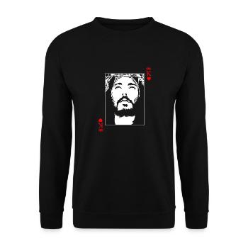 Jesus Is King Jesus King Of Hearts Card Christian - Unisex Sweatshirt - black - Front - Alina (178cm) & Michal (187cm)