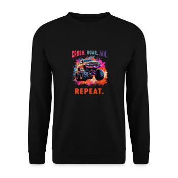 Truck Retro Race Big Vintage Kindergarten Back - Unisex Sweatshirt - black - Front - Alina (178cm) & Michal (187cm)