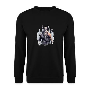 Wikinger Schlachtruf Nordisches Wikinger - Unisex Pullover - Schwarz - Vorne - Alina (178cm) & Michal (187cm)