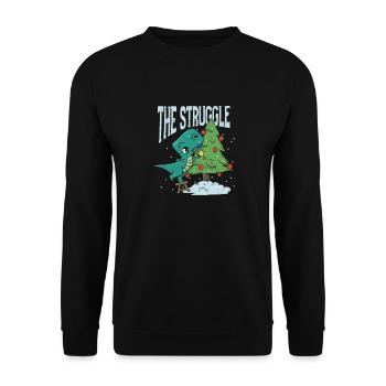 The Battle Funny Dinosaur Christmas Tree Rex Xma - Unisex Sweatshirt - black - Front - Alina (178cm) & Michal (187cm)
