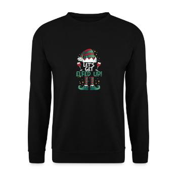 Let's Get Elfed Up Funny Drinking Christmas Elf - Unisex Sweatshirt - black - Front - Alina (178cm) & Michal (187cm)