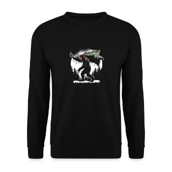 Bigfoot Tragen Weihnachtsbaum Lichter Xmas - Unisex Pullover - Schwarz - Vorne - Alina (178cm) & Michal (187cm)