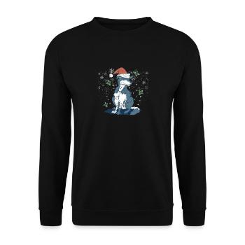 Husky Sibérien Père Noël Sapin de Noël Lumière - Sweat-shirt Unisexe - noir - Devant - Alina (178cm) & Michal (187cm)