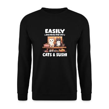 Kawaii Neko Sushi Maki Cat japonais - Sweat-shirt Unisexe - noir - Devant - Alina (178cm) & Michal (187cm)