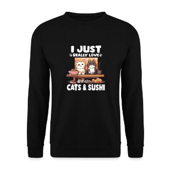 Sushi Chats Neko Cat Otaku T Japon Sushi - Sweat-shirt Unisexe - noir - Devant - Alina (178cm) & Michal (187cm)