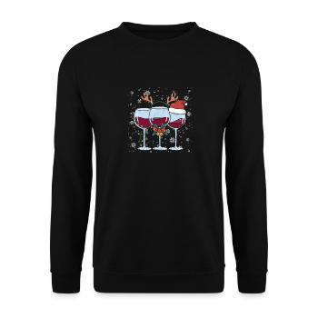 Funny Wine Christmas Santa Hat Xmas Lights - Unisex Sweatshirt - black - Front - Alina (178cm) & Michal (187cm)