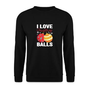 I Love Christmas Balls Merry Christmas - Unisex Sweatshirt - black - Front - Alina (178cm) & Michal (187cm)