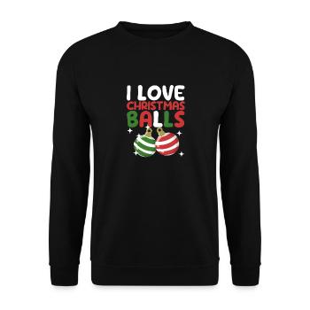 I Love Christmas Balls Merry Christmas - Unisex Sweatshirt - black - Front - Alina (178cm) & Michal (187cm)