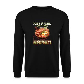 Just a Girl who loves Ramen Nudeln - Unisex Pullover - Schwarz - Vorne - Alina (178cm) & Michal (187cm)