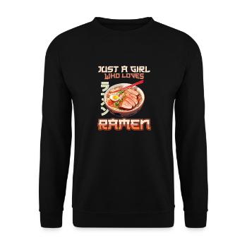 Just a Girl who loves Ramen Nudeln - Unisex Pullover - Schwarz - Vorne - Alina (178cm) & Michal (187cm)