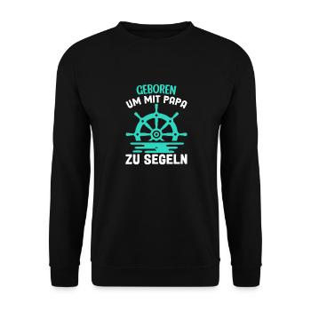 Papa Kind Sohn Segeln Boot - Unisex Pullover - Schwarz - Vorne - Alina (178cm) & Michal (187cm)