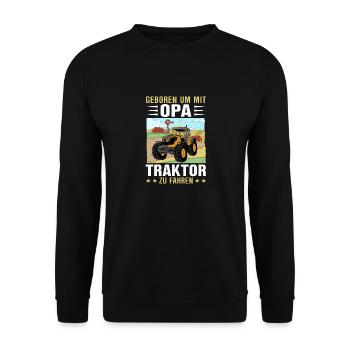 Opa Traktor Bauernhof Geschenk - Unisex Pullover - Schwarz - Vorne - Alina (178cm) & Michal (187cm)