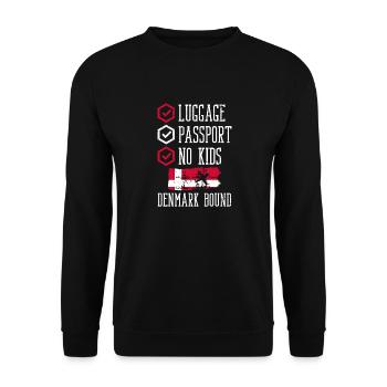 Passeport bagages Pas d’enfants Danemark Vacances - Sweat-shirt Unisexe - noir - Devant - Alina (178cm) & Michal (187cm)
