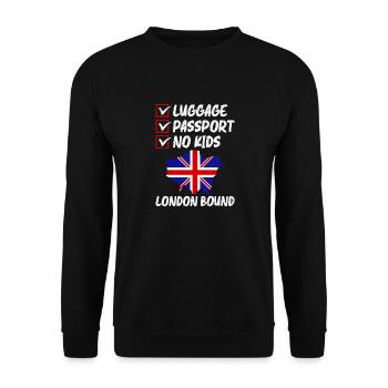 Luggage Passport No Kids London Bound Vacation - Unisex Sweatshirt - black - Front - Alina (178cm) & Michal (187cm)