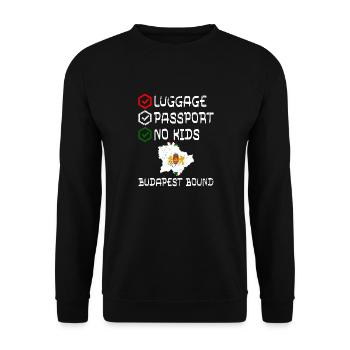 Luggage Passport No Kids Budapest Bound Vacation - Unisex Sweatshirt - black - Front - Alina (178cm) & Michal (187cm)