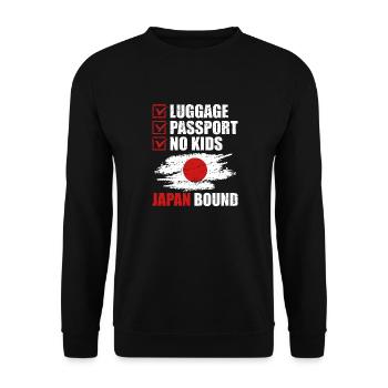 Luggage Passport No Kids Japan Bound Vacation Trip - Unisex Sweatshirt - black - Front - Alina (178cm) & Michal (187cm)