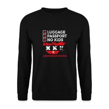 Luggage Passamsterdam Bound Travel Holidays - Unisex Sweatshirt - black - Front - Alina (178cm) & Michal (187cm)
