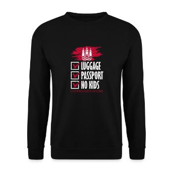 Luggage Passport No Kids Copenhagen Bound Vacation - Unisex Sweatshirt - black - Front - Alina (178cm) & Michal (187cm)