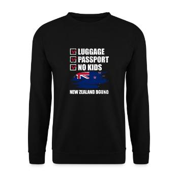 Luggage Passport No Kids New Zealand Bound Vacation - Unisex Sweatshirt - black - Front - Alina (178cm) & Michal (187cm)