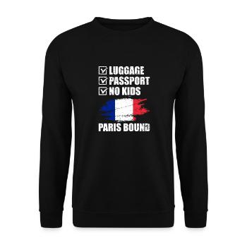 Luggage Passport No Kids Paris Bound Holiday Trip - Unisex Sweatshirt - black - Front - Alina (178cm) & Michal (187cm)