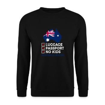 Luggage Passport Australia Bound Holiday Travel - Unisex Sweatshirt - black - Front - Alina (178cm) & Michal (187cm)