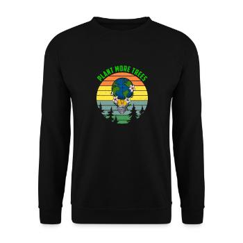 Plant more trees Umweltschutz Globus Erdkugel - Unisex Pullover - Schwarz - Vorne - Alina (178cm) & Michal (187cm)