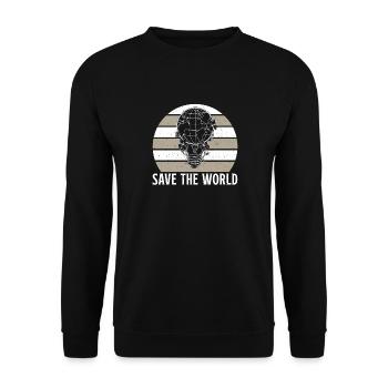 Save the world Umweltschutz Globus Erdkugel - Unisex Pullover - Schwarz - Vorne - Alina (178cm) & Michal (187cm)