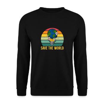 Save the world Umweltschutz Globus Erdkugel - Unisex Pullover - Schwarz - Vorne - Alina (178cm) & Michal (187cm)