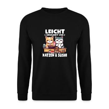 Sushi Katze Süße Katzen für den Sushi Abend - Unisex Pullover - Schwarz - Vorne - Alina (178cm) & Michal (187cm)