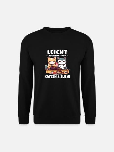 Sushi Katze Süße Katzen für den Sushi Abend - Unisex Pullover - Schwarz