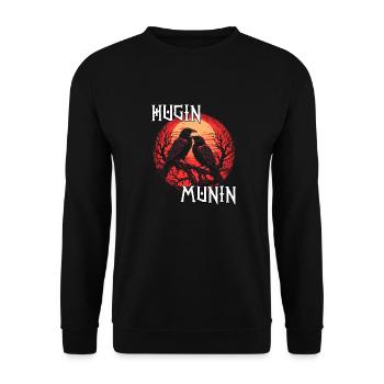 Valhalla | T-shirt Viking Warrior | Corbeau d’Odin - Sweat-shirt Unisexe - noir - Devant - Alina (178cm) & Michal (187cm)