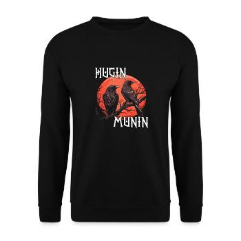 Vegvisir Kompass | Wikinger T-Shirt | Odins Raben - Unisex Pullover - Schwarz - Vorne - Alina (178cm) & Michal (187cm)