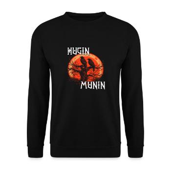 Hugin Munin T-Shirt | Wikinger Raben | Odins Raben - Unisex Pullover - Schwarz - Vorne - Alina (178cm) & Michal (187cm)
