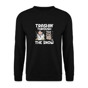 Trashin Through The Snow Garbage Gang Opossum - Unisex Pullover - Schwarz - Vorne - Alina (178cm) & Michal (187cm)