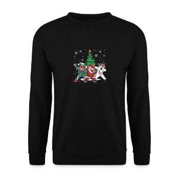Dabbing Santa Claus Elf Unicorn Christmas Tree - Unisex Sweatshirt - black - Front - Alina (178cm) & Michal (187cm)