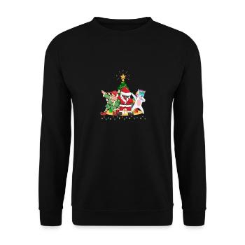 Dabbing Santa Claus Elf Unicorn Christmas Tree - Unisex Sweatshirt - black - Front - Alina (178cm) & Michal (187cm)