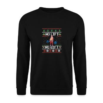 No Lift No Present Weihnachtsmann Gym Workout Ugly - Unisex Pullover - Schwarz - Vorne - Alina (178cm) & Michal (187cm)