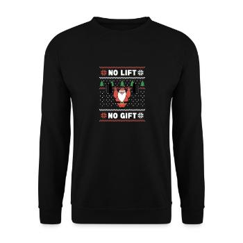 No Lift No Present Weihnachtsmann Gym Workout Ugly - Unisex Pullover - Schwarz - Vorne - Alina (178cm) & Michal (187cm)