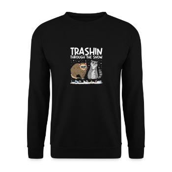 Trashin Through The Snow Garbage Gang Opossum - Unisex Pullover - Schwarz - Vorne - Alina (178cm) & Michal (187cm)
