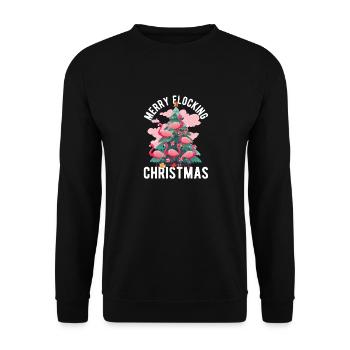 Happy flocking Christmas Pink Flamingo - Unisex Sweatshirt - black - Front - Alina (178cm) & Michal (187cm)