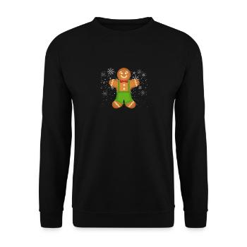 Lebkuchenmann Lustige Weihnachtsplätzchen Backen - Unisex Pullover - Schwarz - Vorne - Alina (178cm) & Michal (187cm)