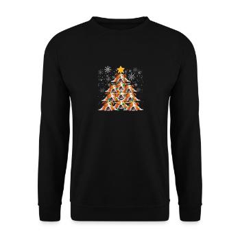 Bouledogue anglais arbre de Noël Chien de Noël - Sweat-shirt Unisexe - noir - Devant - Alina (178cm) & Michal (187cm)