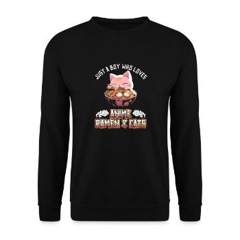 Juste un garçon qui aime les ramen et les chats d’anime - Sweat-shirt Unisexe - noir - Devant - Alina (178cm) & Michal (187cm)