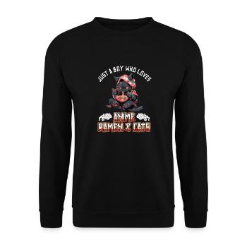 Juste un garçon qui aime les ramen et les chats d’anime - Sweat-shirt Unisexe - noir - Devant - Alina (178cm) & Michal (187cm)